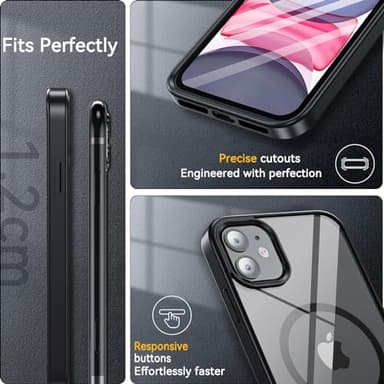 Fin2feel Magnetic Case for iPhone 11 Case, with Tempered Glass Screen Protector, [Compatible with MagSafe], Military Drop Protection Shockproof Matte Back Cover for iPhone 11 6.1 inch,Black - Image 7