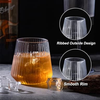30 Pack Plastic Ribbed Wine Glasses, 14 OZ Origami Stemless Disposable Wine Champagne Whiskey Glasses Unbreakable Clear Plastic Cocktail Glasses, Reusable Wine Cups for Home Party Wedding Bar - Image 4