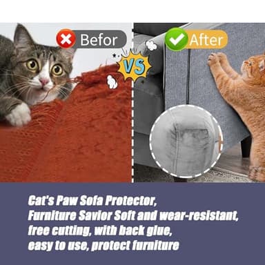 Cat Scratching Furniture Protector Self Adhesive Trimmable Protective Sofa Carpet Leather Furniture Pad Replacement for Cat Tree Shelves DIY Pet Scratch Protector (Khaki, 15.7"x78.7") - Image 4