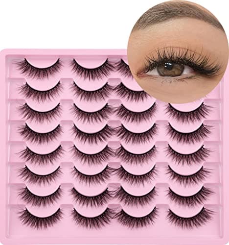Lashes Natural Look Wispy Fasle Eyelashes 12mm Short Faux Mink Eyelashes Cat Eye Natural Strip Lashes Pack by Zegaine 16 Pairs - Image 1