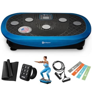 LifePro Rumblex Plus 4D Vibration Plate Exercise Machine - Triple Motor Oscillation, Linear, Pulsation + 3D/4D Motion Vibration Platform/Whole Body Vibration Machine for Weight Loss & Shaping. (Blue) - Image 1
