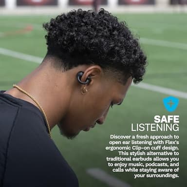 JLab Flex Open Earbuds, Clip-on Cuff Design, Wireless Open-Ear Audio Freedom Effortless Fit, Safe Listening, Bluetooth Multipoint, Customize with The App, Black - Image 3