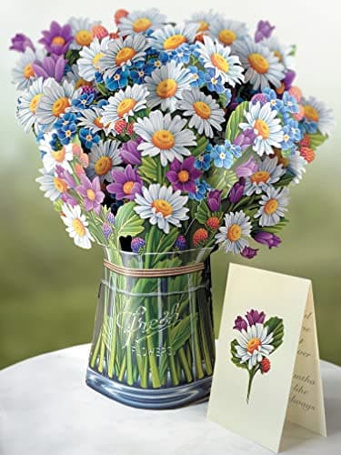 Freshcut Paper Pop Up Cards, Field of Daisies, 12 Inch Life Sized Forever Flower Bouquet 3D Popup Greeting Card, Birthday Cards, Get Well Gifts, Blank Notecard & Envelope - Image 4