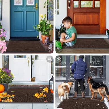 Smiry Front Door Mat Outside Entrance, Heavy Duty Sturdy Natural Rubber Doormat, Trap Dirt and Moisture, Easy Clean Low Profile Welcome Floor Mats for Indoor Outdoor Entry, 29.5x17 Inch, Dark Brown - Image 7
