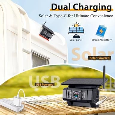 Magnetic Solar Wireless Backup Camera - No-Drill Installation, Scratch-Proof, No Delay 5-Inch HD1080P Screen, Long Battery Life, Night Vision, Anti-Interference 2.4GHz Signal for Trucks - Image 2