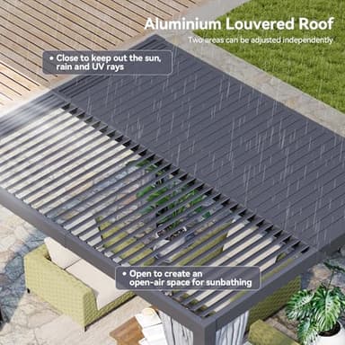 Aoxun Louvered Pergola 12' x 14' Outdoor Aluminum Pergola with Adjustable Top for Decks, Gardens and Backyards, Gray - Image 2
