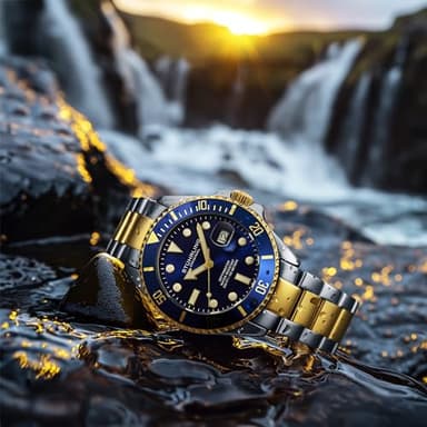 Stuhrling Original Men's Dive Watch, Swiss Movement, Stainless Steel, Blue Dial, Stainless Steel Bracelet, 100M Water Resistant - Image 4