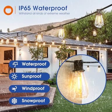 addlon 200FT(50FT*4) LED Outdoor Lights Waterproof Patio Lights with 64 Shatterproof ST38 Replaceable Bulbs(4 Spare), Dimmable Outside Hanging Light Connectable for Porch, Backyard - Image 2