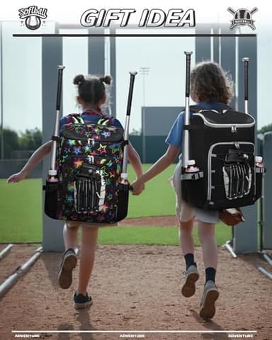 FOKDUVB Baseball Softball Gear Bag Backpack for Boys Girls Ages 6-8 8-12 12-14 Large Kids T-Ball Bat Bags with Ventilated Shoe Compartment Baseball Softball Players Stuff Supplies Black Gray Solid - Image 8