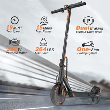 VOLPAM Electric Scooter, 350W/500W, 8.5"/10" Tires, 12/21/28 Miles Range, 16/19/22Mph, Folding E-Scooter with Dual Braking (8.5''-12Miles-350W) - Image 2