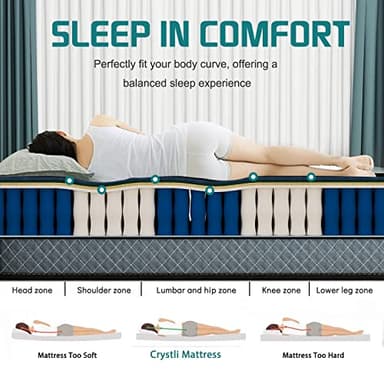 Crystli Queen Mattress, 10 Inch Memory Foam Mattress with Innerspring Hybrid Mattress in a Box Pressure Relief & Supportive Queen Size Mattress 100-Night Trial 10-Year Support - Image 3
