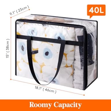 Lifewit 4 Pack Clear Clothes Storage Bags, 40L Plastic Blanket Storage Bag, Vinyl Foldable Moving Bags with Zipper, Closet Organizers and Storage Containers for Bedding, Duvet, Comforter - Image 3