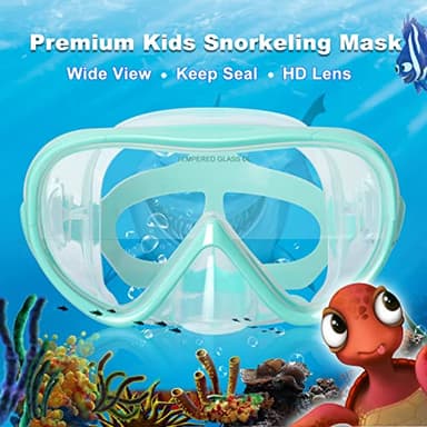 Kids Snorkel Set, Child Diving Mask Anti-Fog Swimming Goggles Dry Snorkel Children Snorkeling Swimming Gear for Youth Boys Girls Age 4-14 (Aqua Set) - Image 9