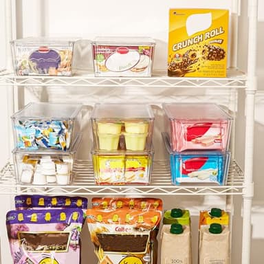 Vtopmart 8pcs Clear Organizers and Storage Bins with Lids, Stackable Plastic Storage Containers with Handles for Fridge, Freezer, Pantry, Cabinet, Kitchen Organization - Image 7