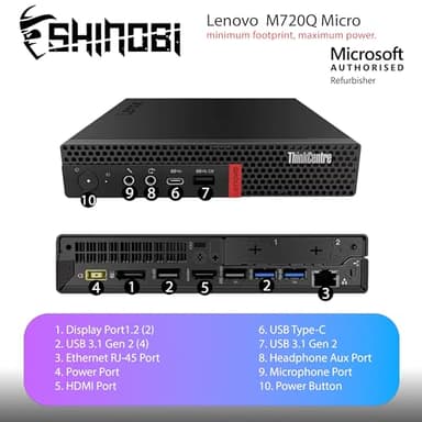 Lenovo ThinkCentre M720Q Micro PC | Intel Core i5-8500T | 32GB RAM | 1TB NVME | Wi-Fi+ BT | Windows 11 Pro | Mini Desktop Computer (Renewed) (32GB RAM + 1TB NVME) - Image 4