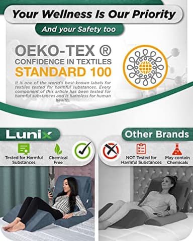 Lunix 4pcs Orthopedic Bed Wedge Pillow Set, Post Surgery Memory Foam for Back, Knee, Leg Pain Relief, Sitting Pillow for Sleeping, Acid Reflux, GERD, with Hot Cold Pack, 100% Navy - Image 8