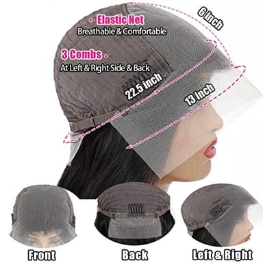 SYHGK 13x6 Deep Wave Lace Front Wigs Human Hair Wigs HD Transparent Deep Curly Lace Frontal Glueless Wigs Human Hair Lace Front Wigs Pre Plucked 200% Density Natural Black 24 Inch - Image 6