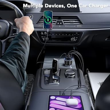 USB Car Charger, 2 Pack Cigarette Lighter USB Charger Aluminum Alloy Fast Charging Car Charger Adapter with Voltage Display Type C Car Accessories for iPhone 17 16 Samsung Galaxy Google iPad Android - Image 5