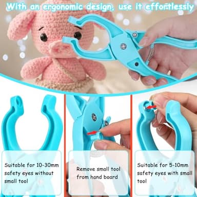 Juome Upgraded Safety Eye Tool for Crocheting - Crochet Tools for Attaching Crochet Safety Eyes, Auxiliary Tool for 5-30mm Stuffed Animals Safety Eyes Doll Making Supplies (Blue 1pcs) - Image 4