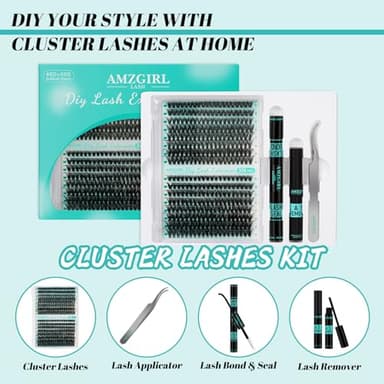 Lash Extension Kit 320Pcs,DIY Individual Lashes Clusters Kit,Lash Bond And Seal,Lash Remover For Eyelashes Extensions,Lash Applicator Tool For False Eyelash Cluster Kit At Home(40D50D,D-Mix9-16mmKit) - Image 2