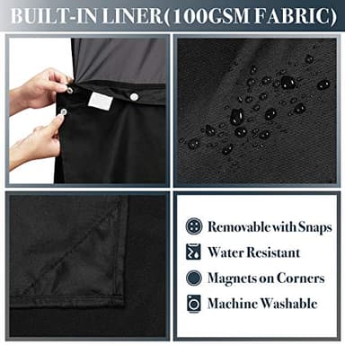 N&Y HOME Waffle Weave Shower Curtain with Snap-in Fabric Liner & 12 Black Hooks Set - Hotel Style, Water-Repellent & Washable, Mesh Top Window - 71x72, Black - Image 3