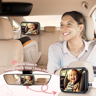 Baby Car Mirror for Car Seat Safely Mirror Hook Clip Design for Rear Facing Infant Newborn 360° Rotation Baby Backseat Mirror with Wide Clear View, Shatterproof, Easy Install Baby Essentials - Image 4