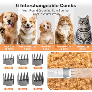 Afloia 6-in-1 Dog Grooming Kit, Pet Grooming Vacuum for Shedding, Dog Hair Vacuum with Clipper Nail Trimmer Grinder, Pet Brush Groomer at Home, Low Noise Cats Hair Remover, 1.5L Dust Cup, White - Image 7