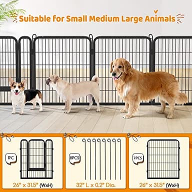 Yaheetech Dog Playpen Outdoor, 32 inch 32 Panels Dog Pen Indoor Heavy Duty Puppy Exercise Pen Metal Pet Fence for RV Camping/Yard/Garden - Image 4