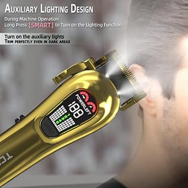 TCMKY Hair Clippers for Men Professional Hair Trimmer for Men Cordless&Corded Barber Clippers for Hair Cutting & Grooming.Rechargeable Hair Trimmer Kit for Household (Golden) - Image 2