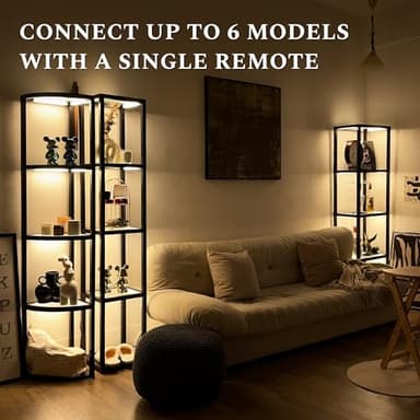 FENLO Corner Floor Lamp with Shelves, Dimmable LED Corner Shelf with Lights, Standing Lamp for Living Room, Shelf Lamp with Full Brightness Control, Color Changing Temps, and Reinforced Glass - Image 7