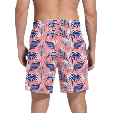 Camdoria Mens Swim Trunks with Compression Liner Swim Shorts Quick Dry Beach Shorts for Men 7 inch Board Shorts 2 in 1 with Zipper Pockets Pink - Image 2