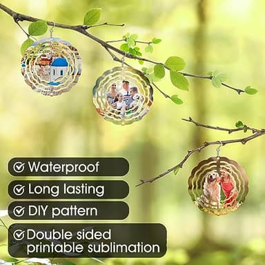 5 Pack 3 inch Sublimation Wind Spinners Blanks Wind Spinner Sublimation Blank Bulk 3D Aluminum Metal Wind Spinners for Yard and Garden Indoor Outdoor Window Porch Front Door Decoration Round - Image 6