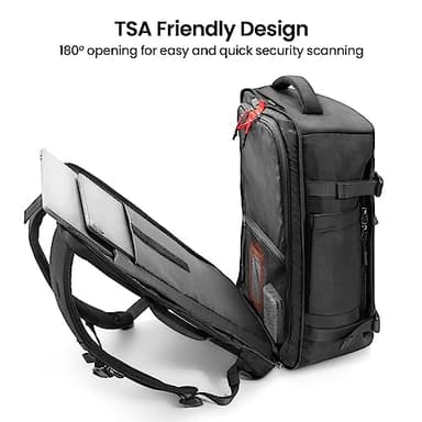 tomtoc Travel Backpack 40L, TSA Friendly Flight Approved Carry-on Luggage Hand Water-resistant Lightweight Business Rucksack, Durable Large Weekender Bag Daypack Fits 17.3 Inch Laptop, PFAS Free - Image 3