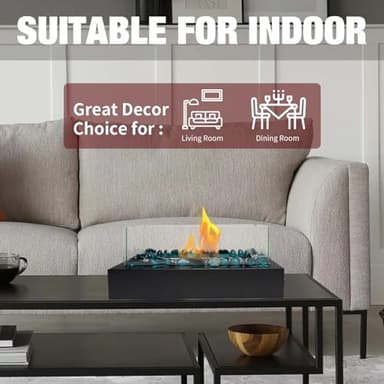 Tabletop Fire Pit Indoor Outdoor - Table Top Firepit Decor with Fire Glass Mini Small Fireplace Portable Smores Maker Decorations for Home Patio Balcony Wedding Housewarming Mothers Day Birthday Gifts - Image 4