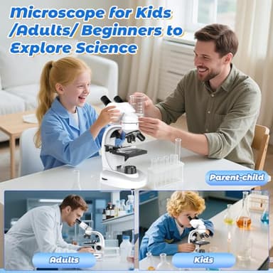 Compound Binocular Microscope for Kids & Adults - 40X-2000X Magnification Professional Microscopes with Slides - Kids Microscope Kit for School & Family Science Education Equipment - Image 7