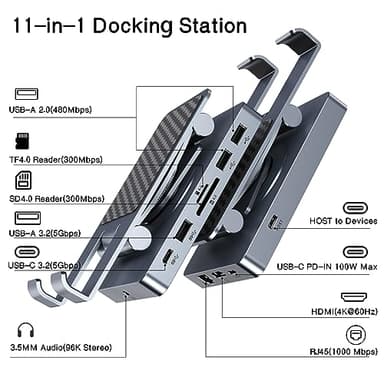 Versatile USB C Docking Station for iPad (USB-C), 11-in-1 with SD TF 4.0 Reader, 4K@60Hz HDMI, RJ45, Audio, USB A, USB c, Rotatable, Also for Tablet, Steam Deck, ROG Ally, Legion Go, with 65W Adapter - Image 4