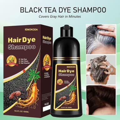 Herbal Light Brown Hair Color Shampoo - 3 in 1 Lasting Hair Dye for Women & Men, 17.60 Fl Oz - Image 2