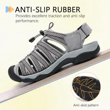ziitop Womens Hiking Sandals Closed Toe Summer Outdoor Adventurous Beach Sandals Lace Adjustable Double Buckle Water Shoes - Image 5