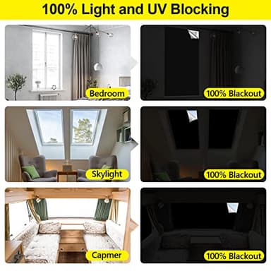 FADOTY Blackout Curtains for Bedroom, Portable 100% Black Out Window Cover Film, Cuttable Blackout Shades Fabric Sheet, No Drill Window Blinds, Sun Heat Light Blocker for Travel Media Dorm, 57'' W - Image 6