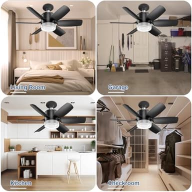 Socket Fan Light with Remote 19.7inch Socket Ceiling Fan with Light Dimmable LED Ceiling Fan,3 Colors 6500K,1500 Lumens Bulb for Garage, Bedroom, Kitchen, Living Room, and Closet Black - Image 6