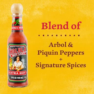 Cholula Hot Sauce, Extra Hot, Product of Mexico, Blend of Arbol & Piquin Peppers for Bringing Extra Hot Heat to Tacos, Eggs, Pizza and More, 5 fl oz - Image 4