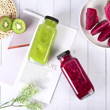 10 Pack 16oz Glass Juice Bottles with Lids - Reusable Juicing Bottles Glass Drinking Jars Containers with Airtight Lids & Cleaning Brush - Perfect for Juicing,Milk,Kombucha, and Storage - Image 7