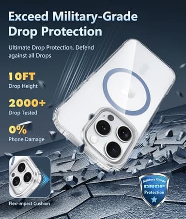 FNTCASE for iPhone 16 Pro-Max Case: Magnetic Military Grade Drop Protection Anti Yellowing Cell Phone Cover - Rugged Shockproof Protective Bumper Transparent Cases - Image 5