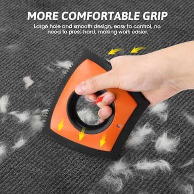 Geyrut Pet Hair Removal Tool, Dog Hair Remover for Car Couch Furniture Carpet Clothing, Triangle Multi-Surface Pet Hair Remover for Auto Interior Detailing Supplies Mini Pet Hair Detailer (Orange) - Image 3