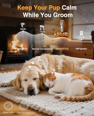 Dog Grooming Kit, Dog Clippers for Grooming for Heavy Thick Hair, Low Noise Cordless Pet Hair Trimmer with Stainless Steel Blade, Professional Rechargeable Hair Trimmer for Dogs and Cats - Image 2