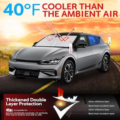KAYZT Windshield Sun Shade for 2022-2025 2026 Kia EV6 Foldable Sunshade Front Window Custom Fit Car Accessories - Image 2