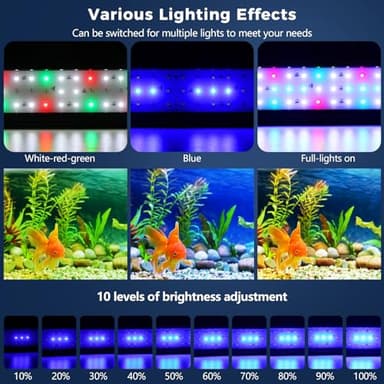 Tatub 23W LED Aquarium Light for 36"-42" Fish Tank, Full Spectrum Fish Tank Light with White Blue Red Green LEDs, 10 Levels of Brightness，Timer Auto On/Off - Image 2