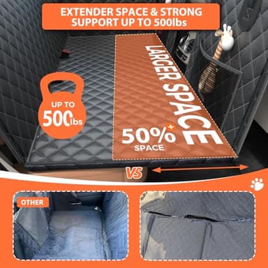 Voivey Waterproof Back Seat Extender for Dogs, 2025 Upgrade Up to 500lbs Dog Car Seat Cover for Back Seat with Dog Car Seat Belt, Anti-Scratch! Safer! Easy to Use & Clean - Image 2