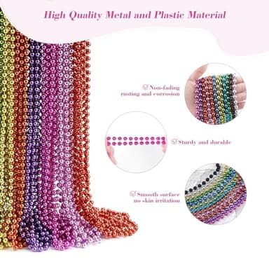 72 PCS Mardi Gras Beads Bulk, 33 Inch 12 Colors Party Beads for Mardi Gras, Christmas, St. Patrick's Day, Beads Party Favors, Throw Beads in 12 Shiny Metallic Colors - Image 2