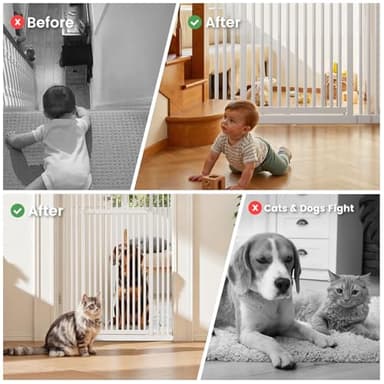 Gardner Pet 51"-87" Extra Tall Cat Gate for Doorway, 27.56"-37" Wide Included 4 Extension Kits, No Drilling Pressure Mount Kit Full Door Gate for Dogs (White, 51"-87" High) - Image 7